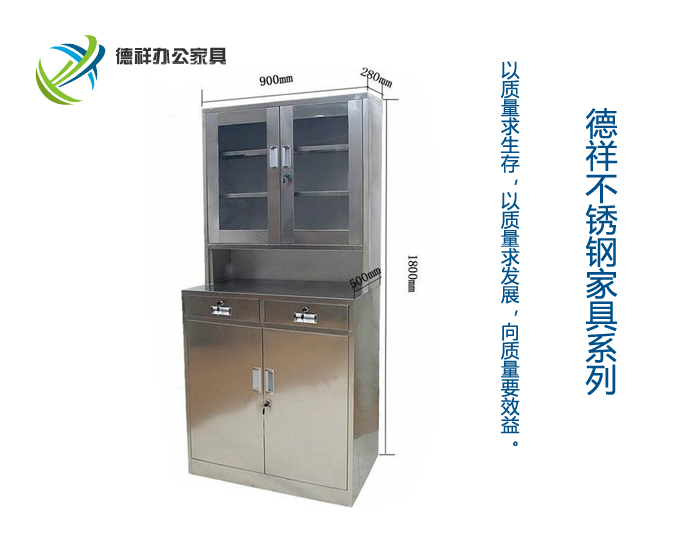 不锈钢西药上玻下门柜